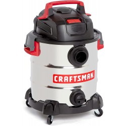 CRAFTSMAN CMXEVBE17155 10 Gallon 6.0 Peak HP Stainless Steel Wet Dry Vac Portable Shop Vacuum with Attachments